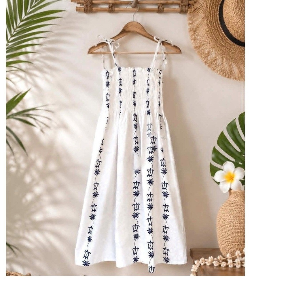 Royal Hawaiian Creations White Hawaiian Sundress One Size Made in Hawaii NWT